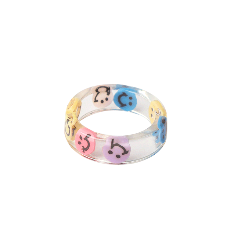 Wholesale Jewelry Simple Style Smiley Face Resin Printing Rings display picture 4