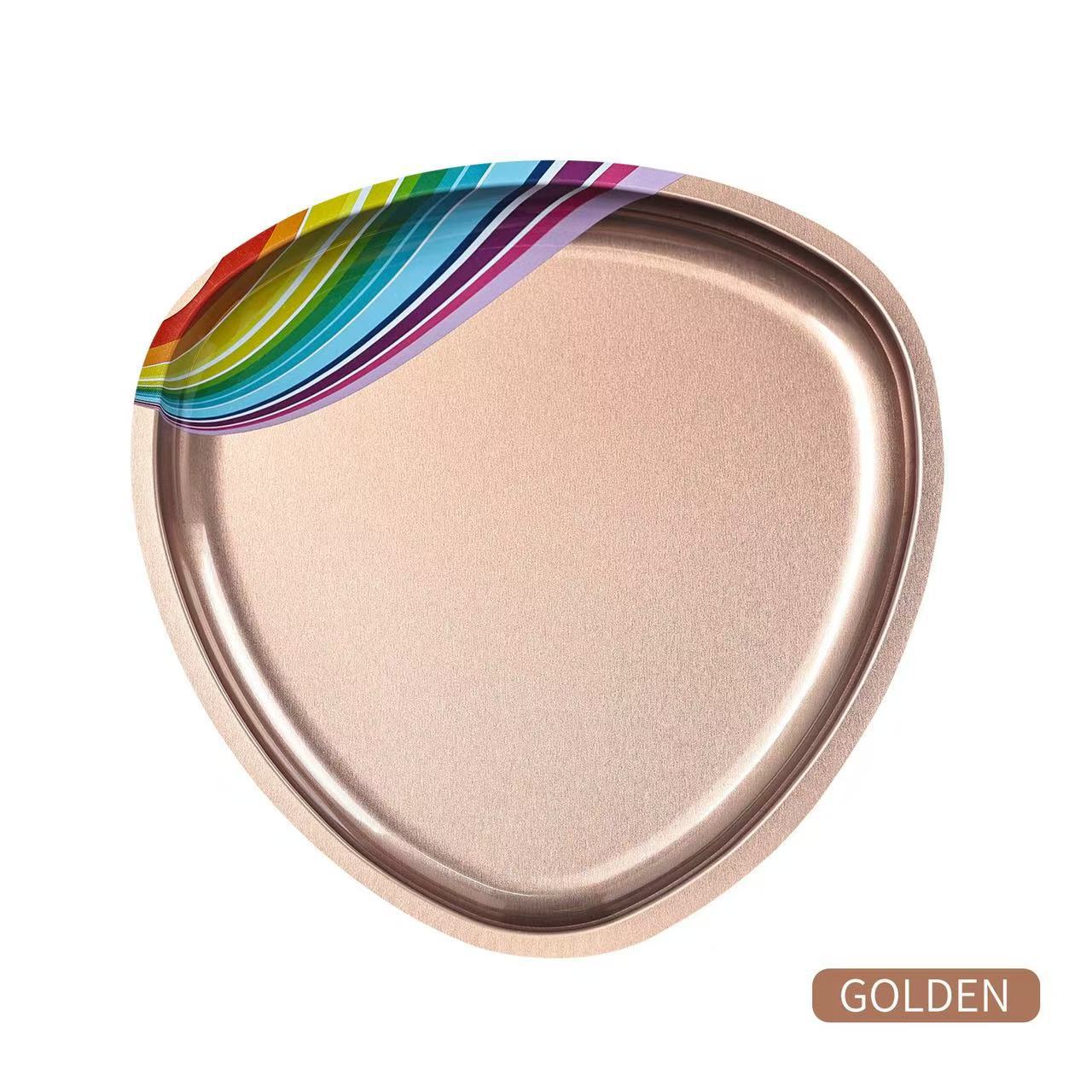 Herramientas de manicura bandeja de joyería de acero inoxidable bandeja de fondo plano joyería multipropósito bandeja triangular de metal en stock