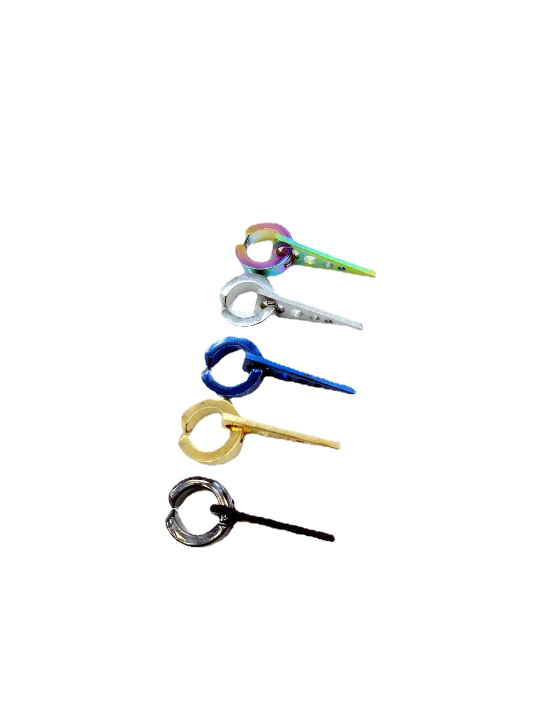 厂家直销日韩潮人不锈钢男生女生耳环流苏朋克嘻哈三角形耳夹耳饰