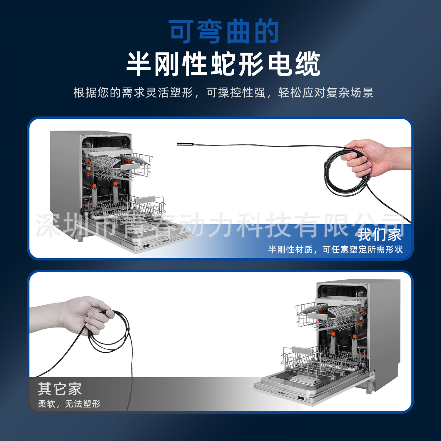 Dual lens industrial endoscope, 1080P HD, IP67 waterproof