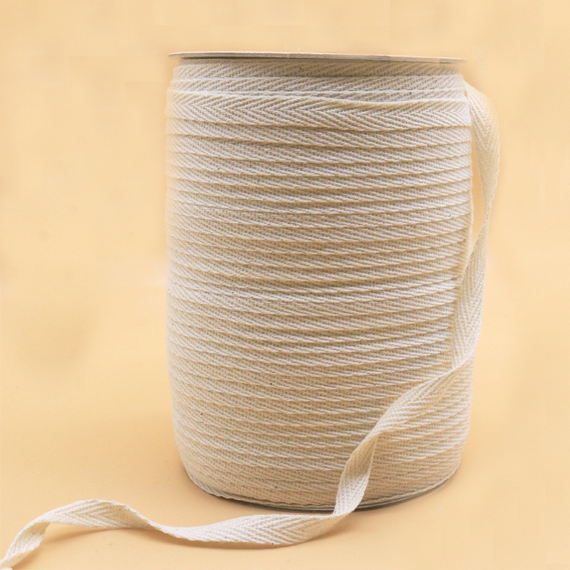 Cinta de espiga de algodón y poliéster blanco puro del fabricante para el cuello trasero de prendas, cinta de algodón para embalaje con ribete de espiga de algodón simple y doble.