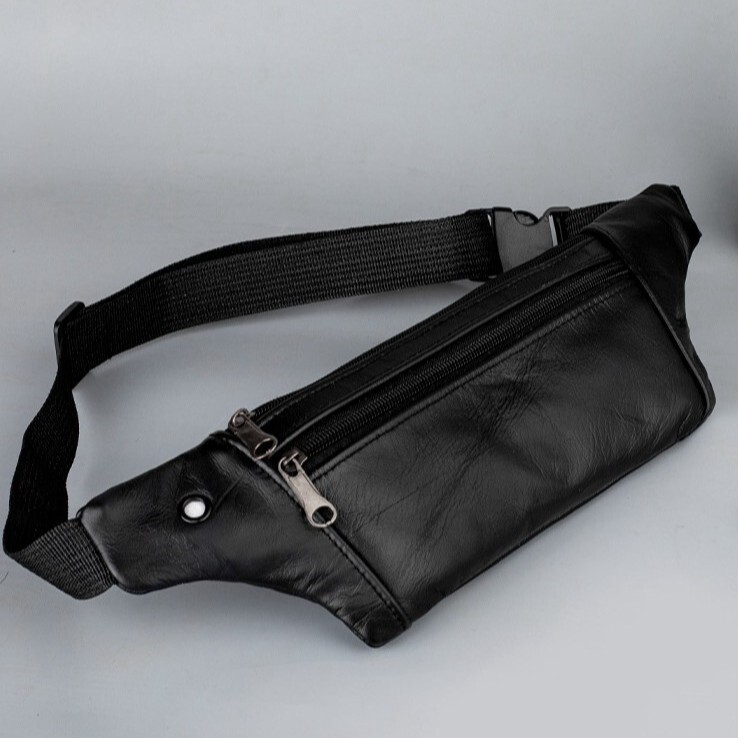 Genuine Leather Sports Waist Bag Men's Running Invisible Running Bag Outdoor Ultra-Light Multi-Functional Waterproof Cowhide Mobile Phone Bag