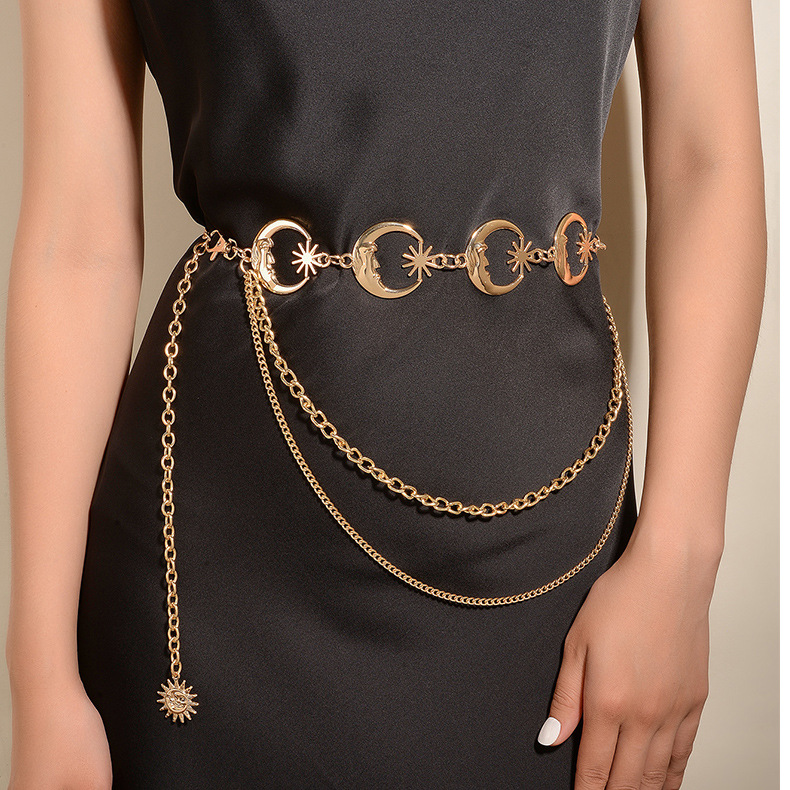 Simple Style Star Moon Metal Chain Women's Chain Belts display picture 1