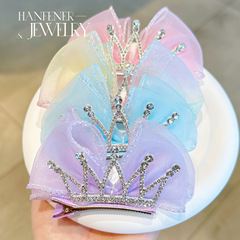 兒童髮夾珍珠皇冠可愛精緻公主春夏新款寶寶女童壓夾兒童髮飾