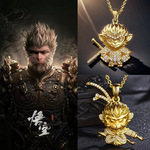 黑神话悟空潮酷齐天大圣铜锆石高级感18K金电镀吊坠爆款太钢项链