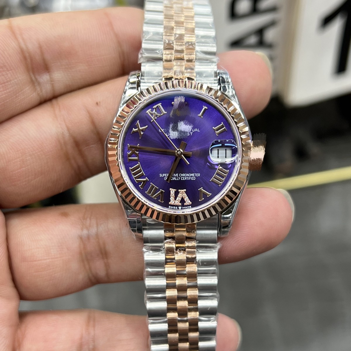 Arf Factory Gold Green Face Log 2836 Fashion Diamond Ring Rose Gold 31m Women's Watch Automatic Mechanical Watch Watch