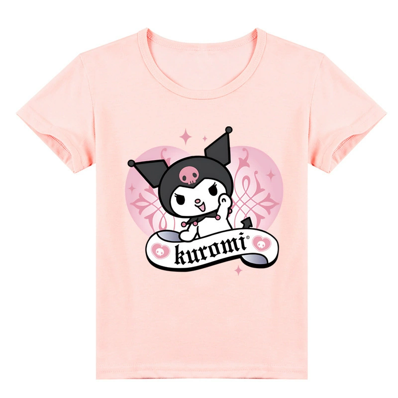 Кросс -бордер е -коммерс детская одежда Kuromi Kuromi мода печать короткий -рукав T -футболка лето K437