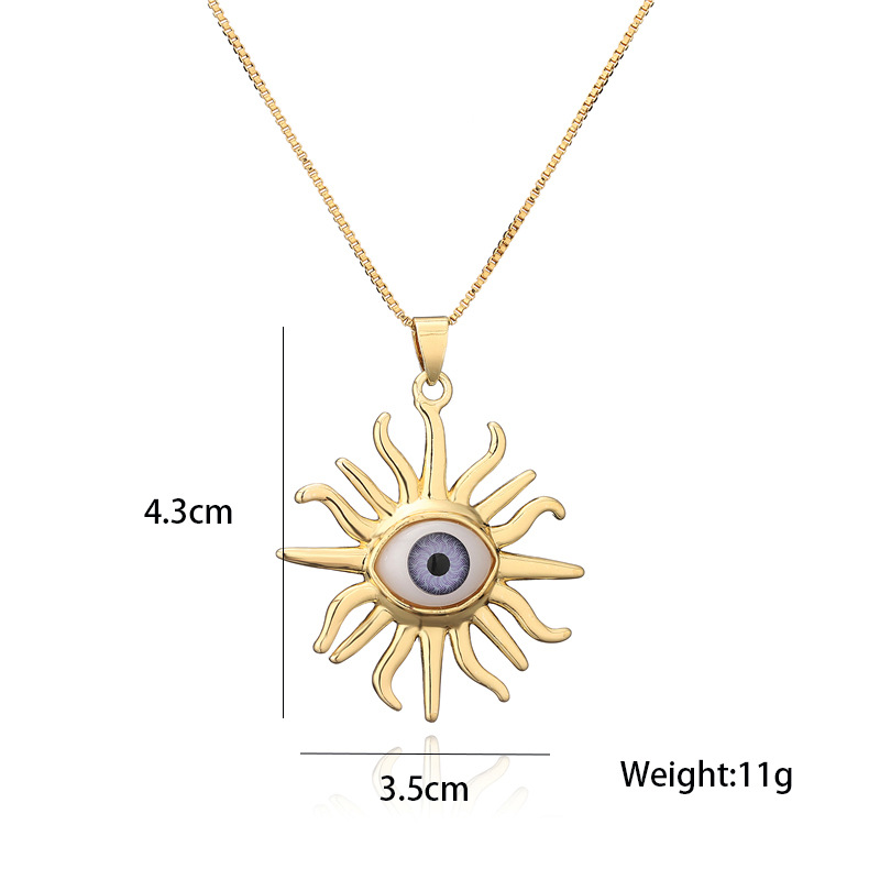 wholesale jewelry sun-eye shape pendant copper necklace nihaojewelry