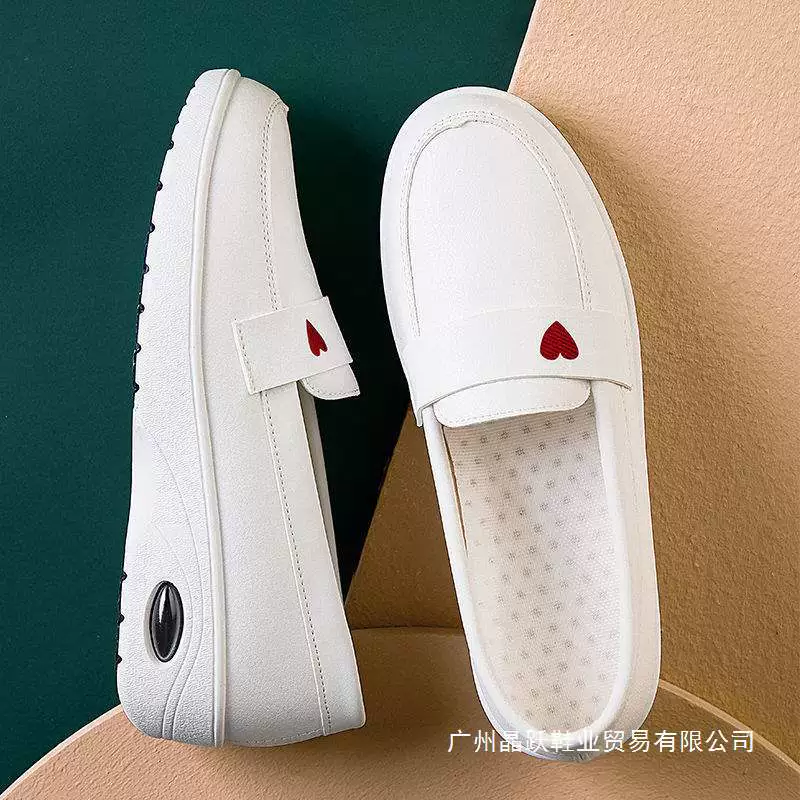 Женские туфли для медсестер на воздушной подушке, весенне-летние дышащие туфли на мягкой подошве, дезодорирующие и не утомляющие ноги, универсальные белые кожаные туфли на толстой подошве.