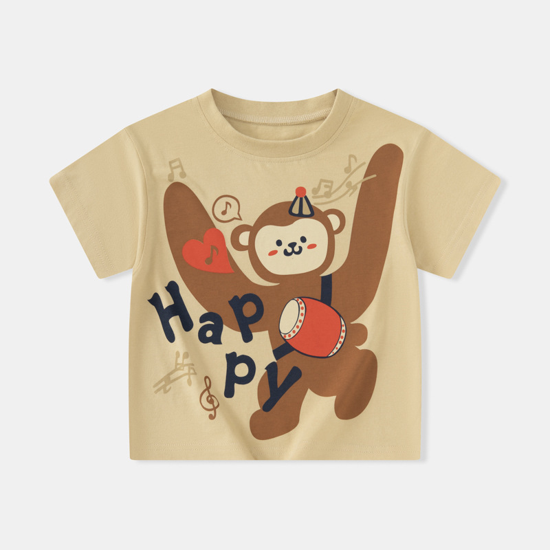 Camiseta de manga corta para niños betop 2025 verano ropa para niños transfronterizos versión coreana de la ropa de mono de dibujos animados para niños
