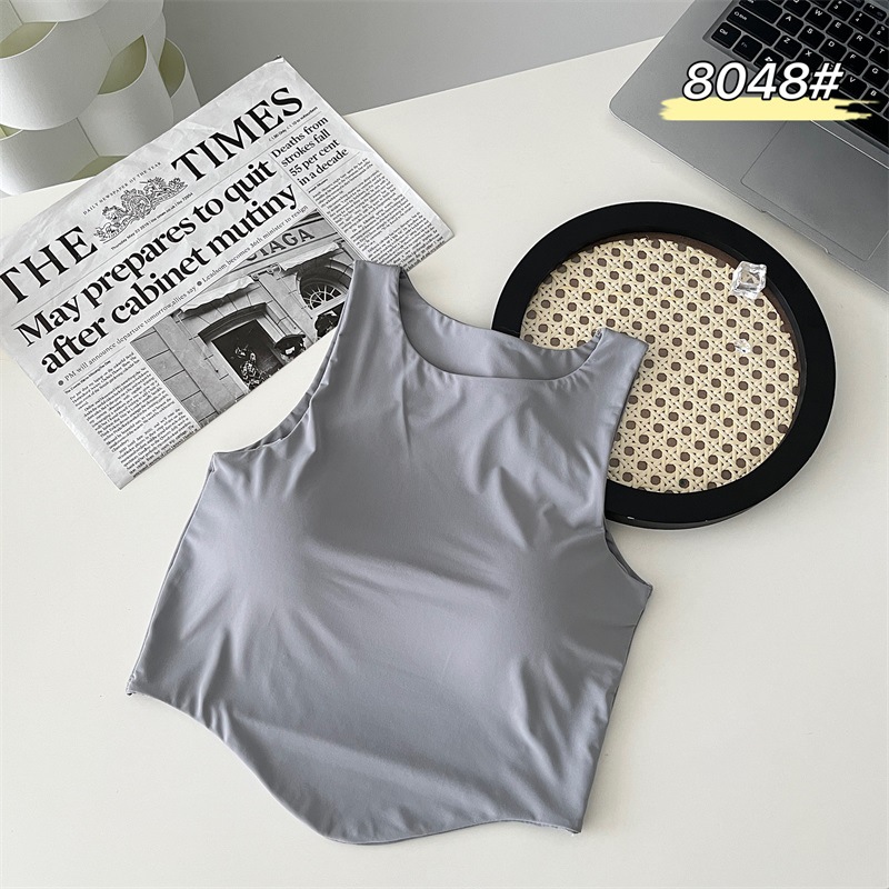 Verano de hielo de seda de belleza correa trasera envuelto chaleco en el pecho taza fija desgaste interior desgaste exterior chica caliente tubo de base superior chaleco sin mangas