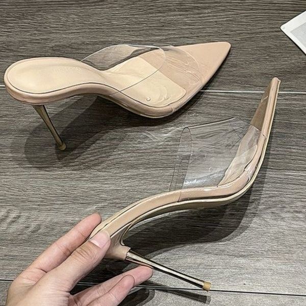 Transparent Open-Toe Pointed Elegant Half-Slip Women's Summer Outer Wear 2025 New Fashion Versatile Sexy Stiletto High Heels for Women Transparent Open-Toe Pointed Elegant Half-Slip Women's Summer Outer Wear 2025 New Fashion Versatile Sexy Stiletto High Heels for Women