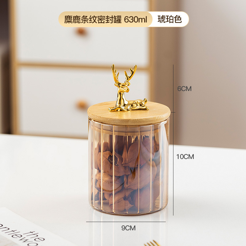 Alce alto borosilicato frasco de vidrio lindo botella de almacenamiento al por mayor latas de caramelo almacenamiento de grado alimenticio latas de sellado transparentes