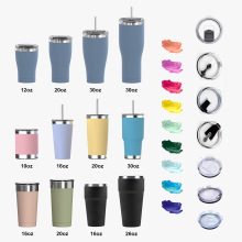亚马逊爆款20oz腰型汽车杯定制 304不锈钢双层真空车载吸管汽车杯