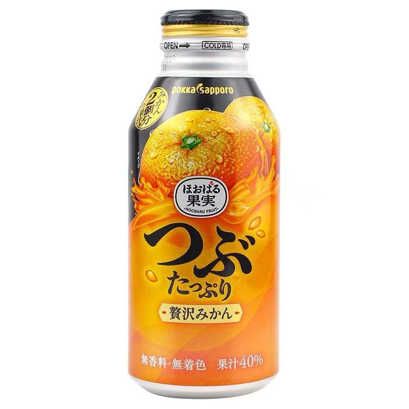 日本进口PokkaSapporo百佳橙汁三宝乐柑橘含果肉果汁饮料批发400g