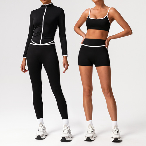 Women's Quick-Drying High-Waisted Sports Set, Color Block Contrast Beautiful Back, Tight Nudie Yoga Set, Running Fitness Yoga Wear