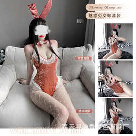 林林婷情趣内衣女 丝绒可爱蕾丝免脱兔女郎性感制服诱惑镂空套装