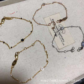 法式泡泡闪钻手链女黑钻可调节镶钻镀金简约轻奢小众设计黑钻手链