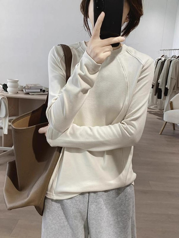 ヨーロッパデザインの女性用長袖Tシャツ2025春の新スタイルインナーレイヤリングシャツルーズスリミングトップ|undefined