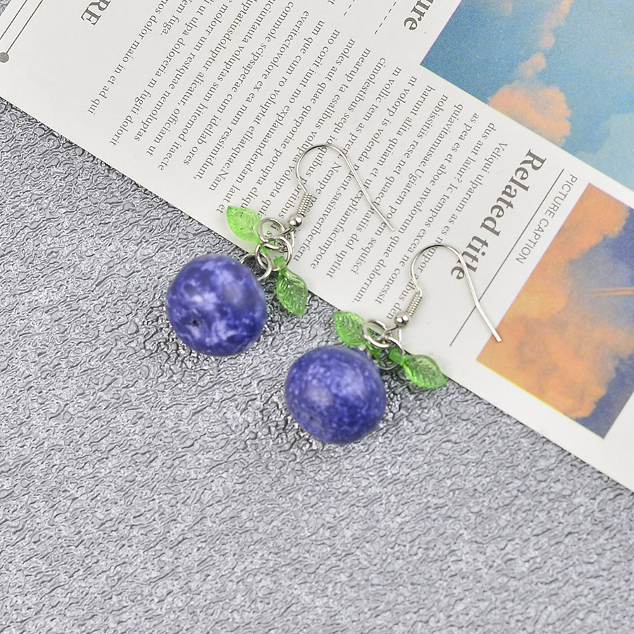 European and American Cross-Border Pastoral Style Three-Dimensional Simulation Blueberry Earrings Fun Girly Heart Sweetheart Fruit Pendant Wholesale Jewelry