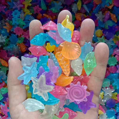 1.5g small ocean stone fish tank aquarium landscaping fluorescent conch shell starfish 1cm luminous animal luminous stone