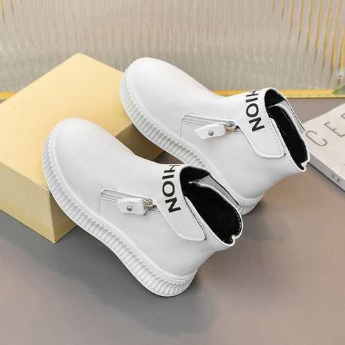 Girls' single boots, new autumn/winter Korean-style boys' Martin boots, little girls' soft-soled versatile ankle boots, trendy baby shoes.