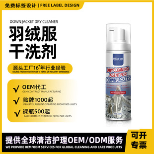 Customized down Jacket Dry Cleaning Agent, Oil Removal and Stain Removal Cleaner, Water-Free Laundry Mousse, Powerful Stain Removal Cleaner