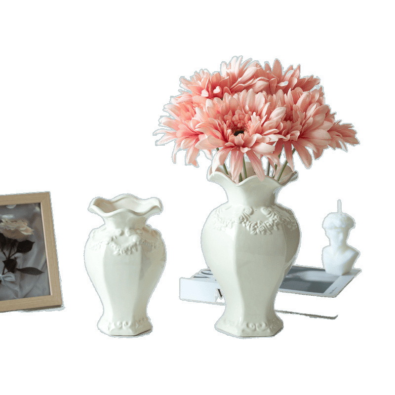 Vaso de cerámica europea blanco de alto nivel retro creativo sala de estar hidroponía flor flor decoración de mesa