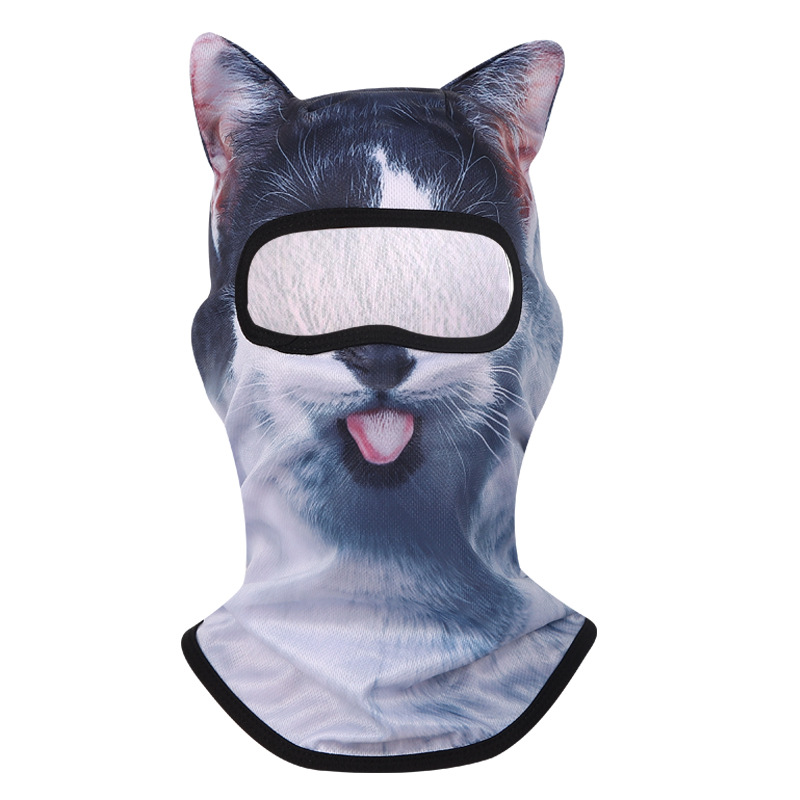 Máscara de protección solar para exteriores Patrón 3D Impresión digital Cubierta de cabeza de animal al por mayor Protección UV Cara Cubierta de conducción Gini