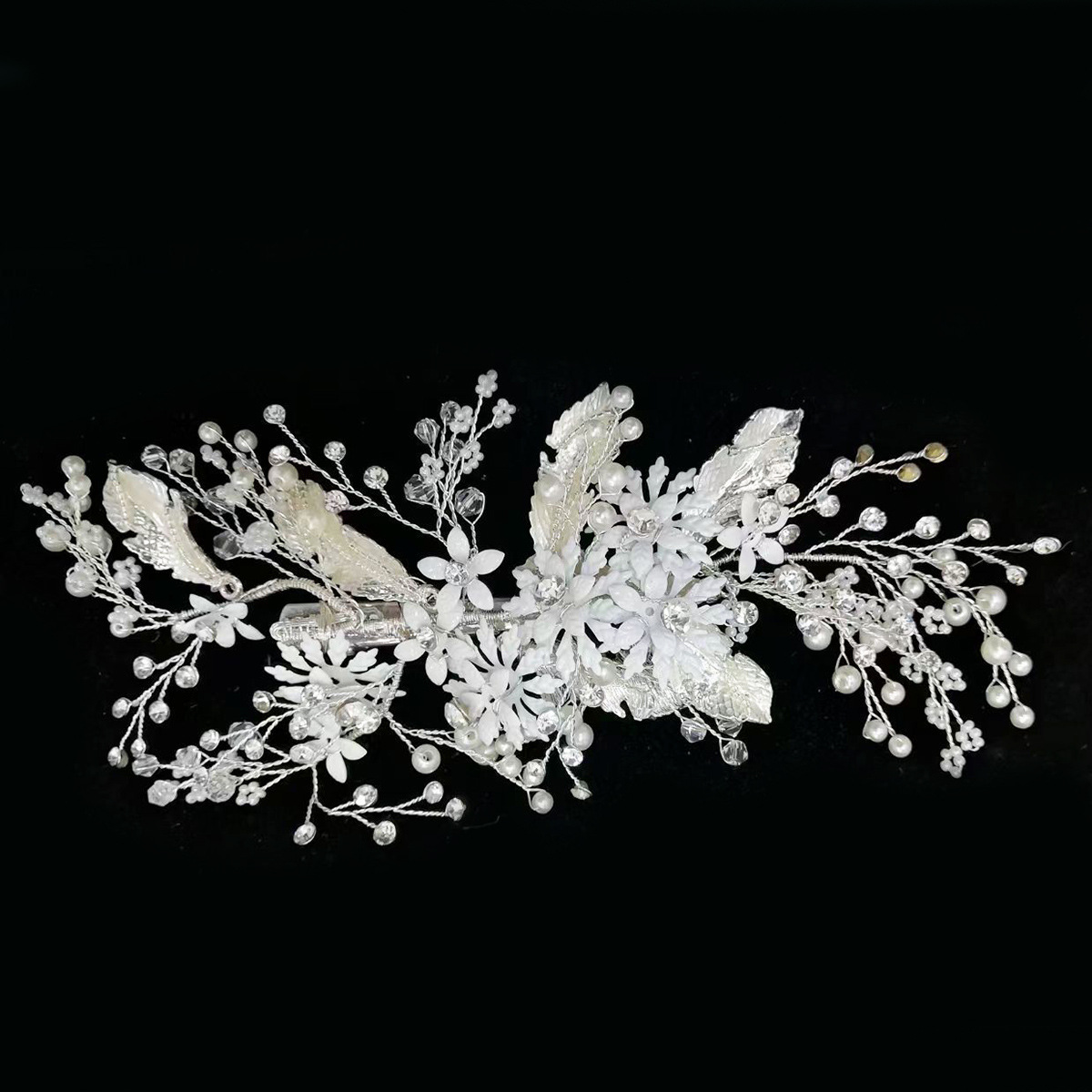 fashion bridal wedding simple hair accessories white leaf hairpin