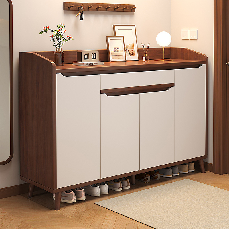 Solid Wood Core Shoe Cabinet for Home Entrance, Integrated Wall-Mounted Entryway Storage Cabinet, Simple Modern Shoe Rack