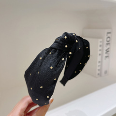 Velvet headband, knotted headband, retro gold dot hairpin, gold velvet hair cave, wide-brimmed niche fashionable hair bundle hair accessory