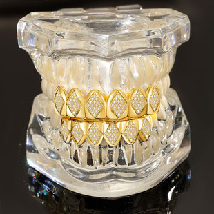 Europe and the United States cross-border new diamond stitching set zircon braces hiphop hip-hop rap dentures manufacturers in stock wholesale