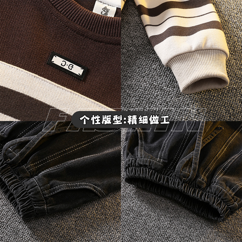 6084 traje de niño 2024 nueva ropa de primavera y otoño bebé ropa de moda roja neta suéter de otoño para niños de dos piezas