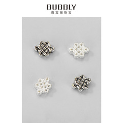 s925純銀復古泰銀鏤空中國結隔珠DIY編繩串珠手鍊項鍊扁珠配件