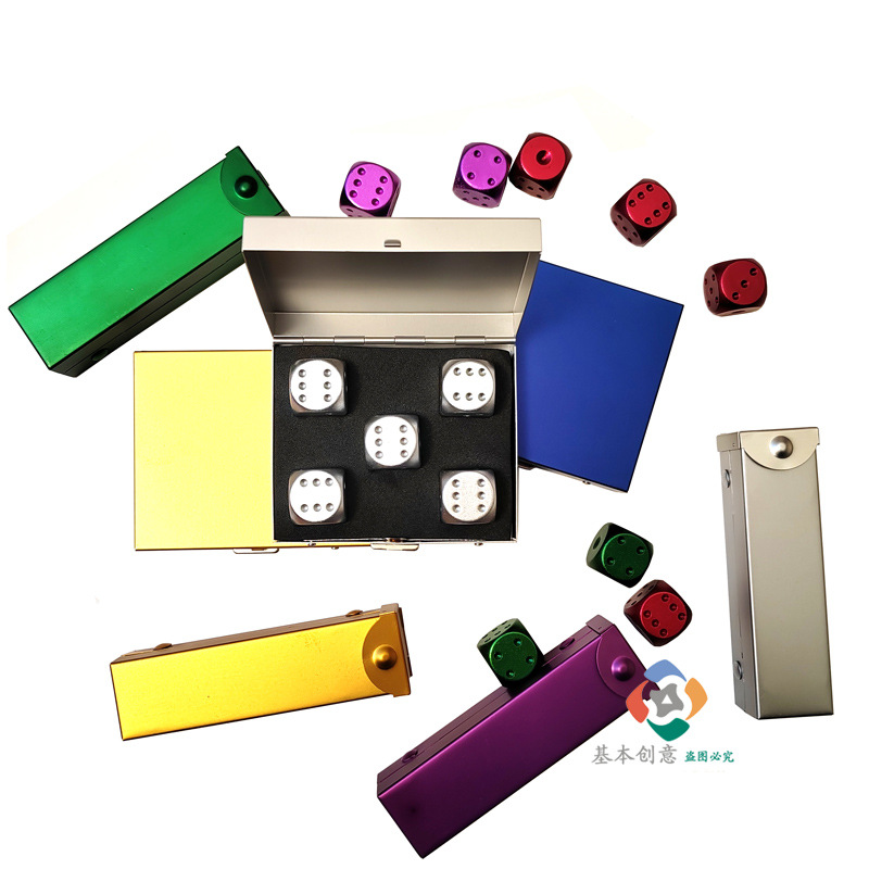Creative Casual Aluminum Alloy Dice Portable Aluminum Sugar Barrel Metal Dice Gold Color Gift Set