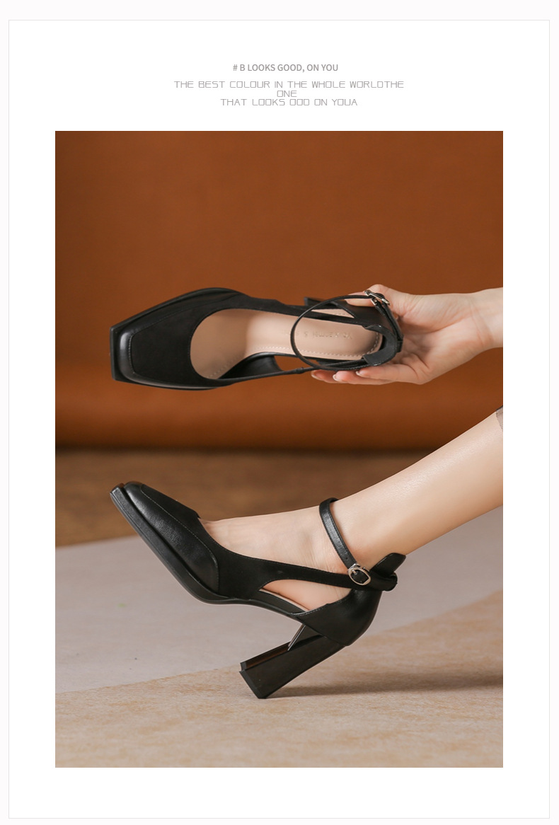 Sandales Y9530 imperméables à plateforme et talon bloc romain, style ajouré sur le côté, nouveauté été, à une bride, polyvalentes et élégantes, idéales pour les déplacements quotidiens et les occasions professionnelles._voghion.com