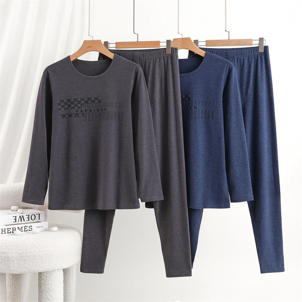 Thermal Underwear Men's Base suit Velvet Casual Base Shirt Autumn and Winter suit plus size Long Sleeve Pants Pajamas