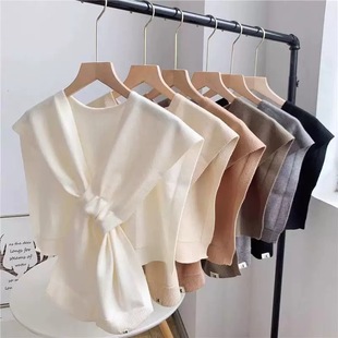 Korean Style Solid Color Knitted Small Shawl Women's Thin Outer Wear Spring Autumn Winter Warm Neck Protection Perforated Ware Air-conditioned Room Scarf