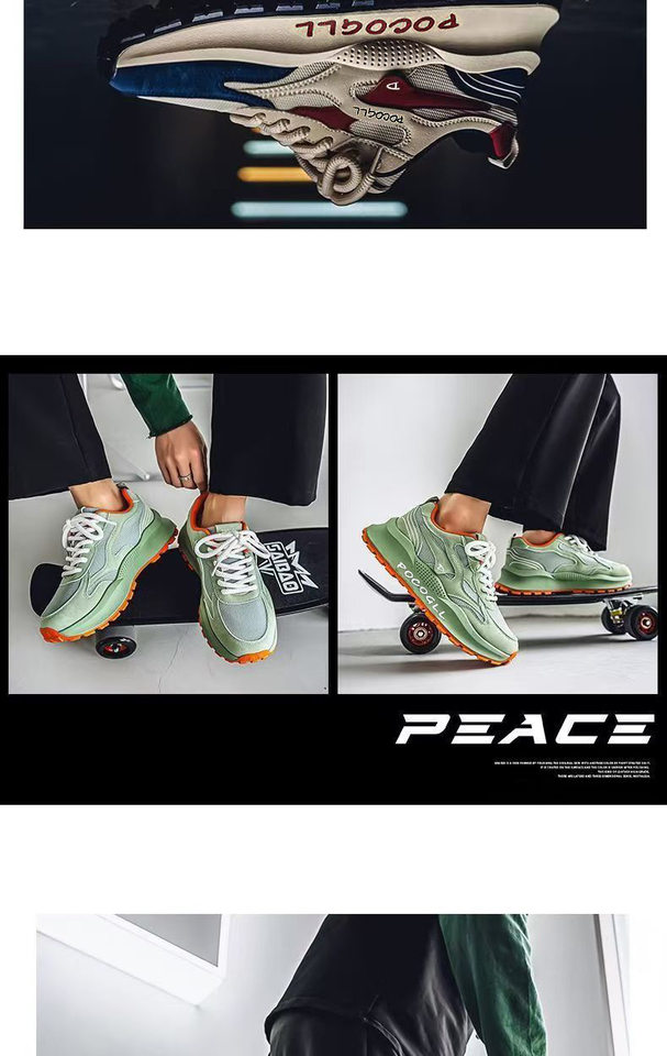 Giày sneaker nam thân lưới thoáng khí chống hôi, đế cao su gót thấp 1–3 cm, dây buộc phía trước — 0766 trắng xanh, 0766 đen xám, 0766m Đỏ chi tiết 14