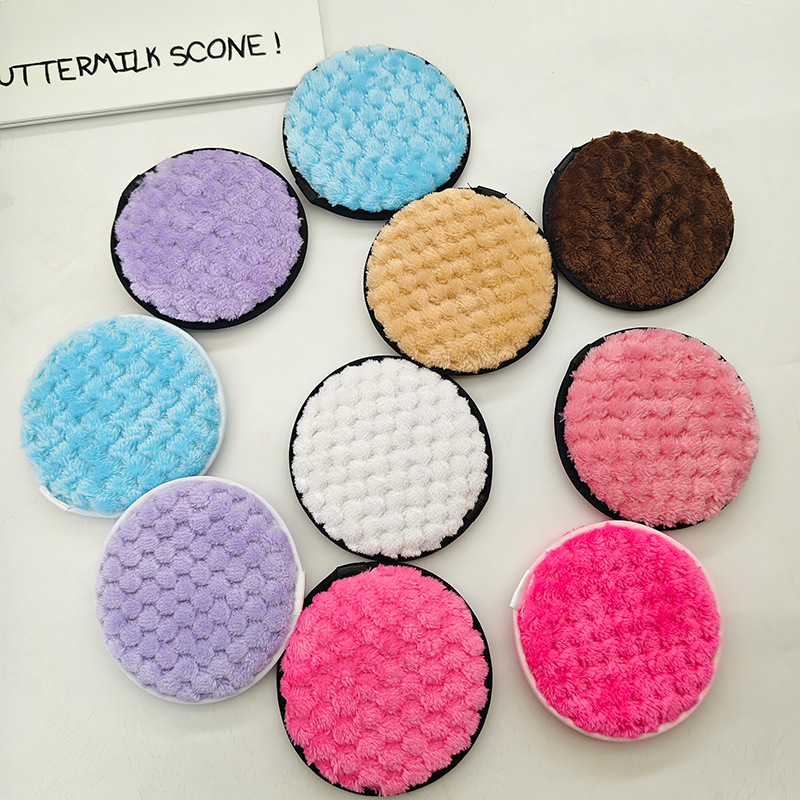 Pineapple Grid Lazy Face Wash Sponge Round Washable Double-Sided Cleansing Sponge Directly Supplied by Manufacturer for Cross-Border E-Commerce Hot Sale