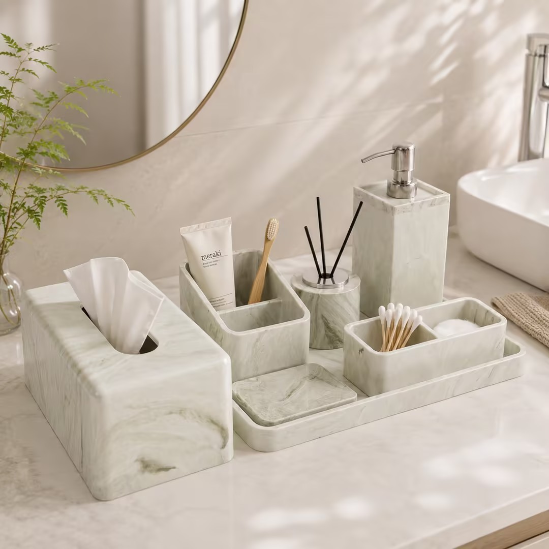 Caja de almacenamiento de mármol nórdico de lujo ligero de alta calidad, caja de extracción de papel, sala de patrón, conjunto de decoración del baño del hotel image 1