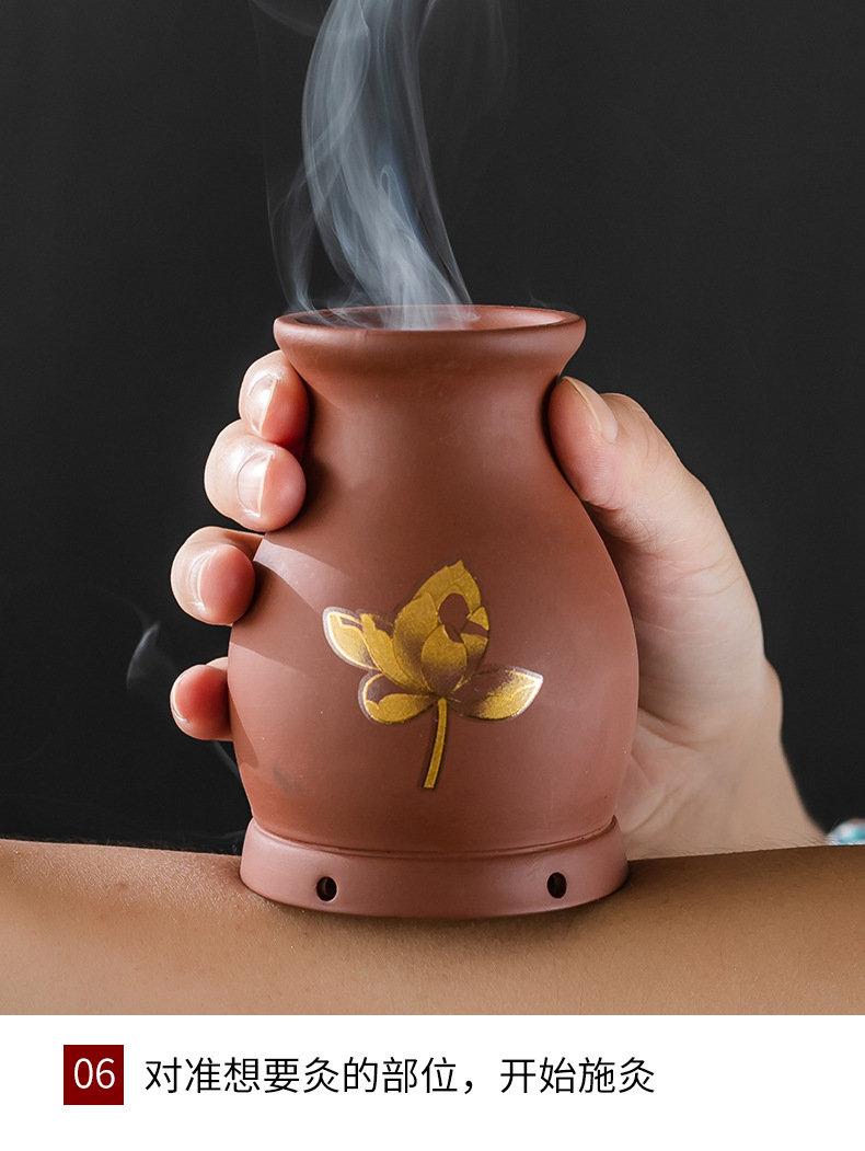 Purple Clay Moxibustion Dragon Jar Double Layer Heat Insulated Ceramic Cup Gua Sha Massage Tool for Home Use specifications