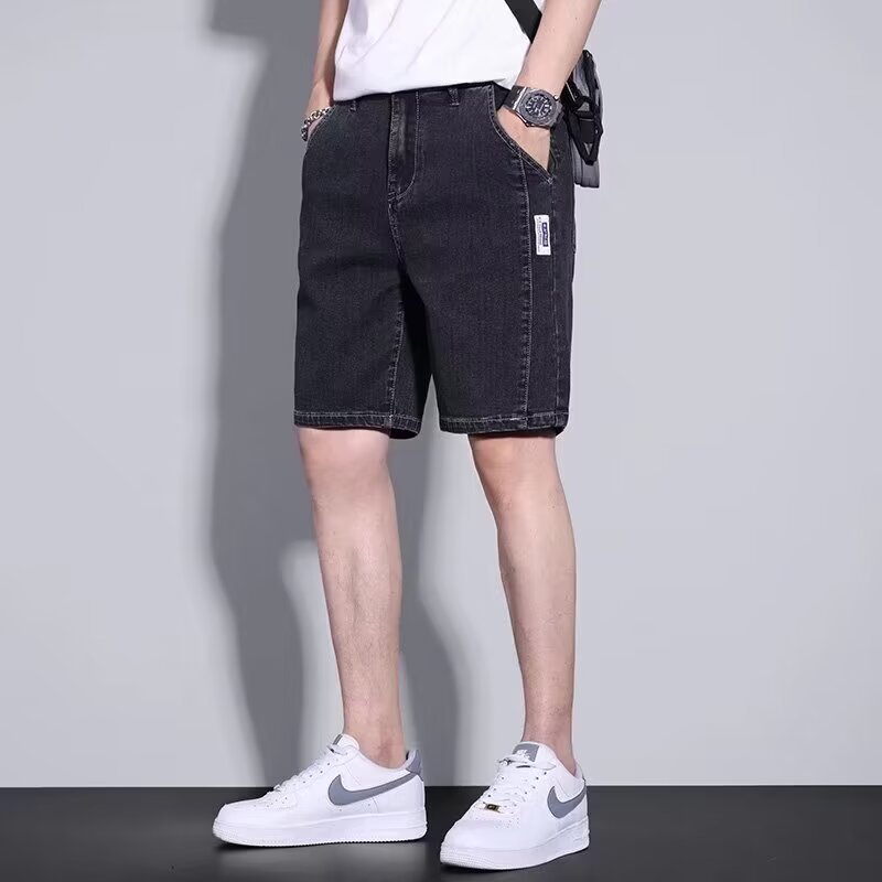 2025 Denim Shorts Men's Summer Thin Loose Trendy Men's Trendy Brand Stretch Casual Light Color Half Pants