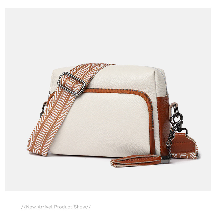 all match pure leather shoulder messenger bag Cross border first layer cowhide small square bag Tassel genuine leather bag_voghion.com