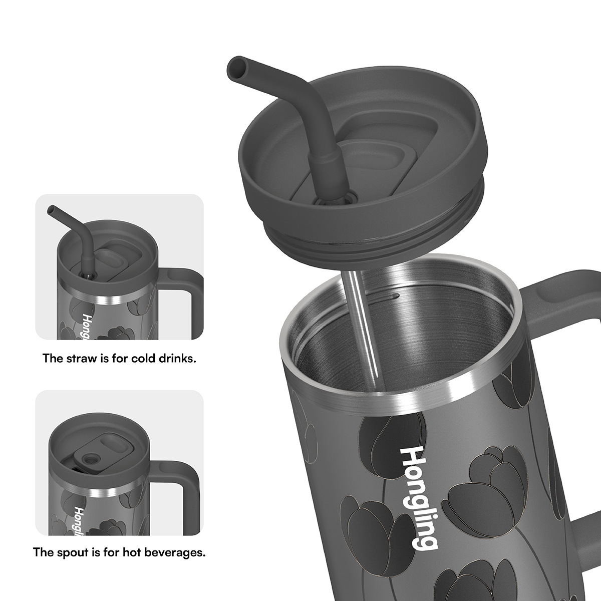 New Product: Leak-Proof Push-Lid, Large Capacity 40Oz Car With Handle, Custom-Made 304 Stainless Steel Ice Of Top Quality_voghion.com
