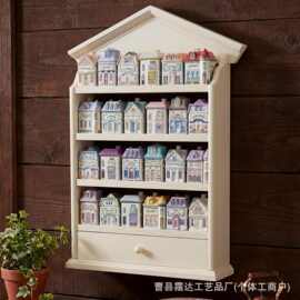 跨境木制壁挂式调料架实木多层盲盒玩具整理架木质玩偶存储架