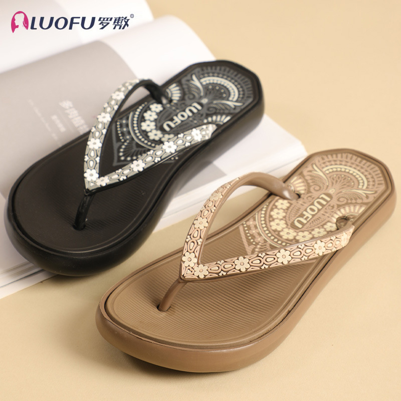 Zapatillas de diapositivos de pendiente de luos, zapatos de muffin para mujeres, nuevos zapatos de playa clásicos de verano