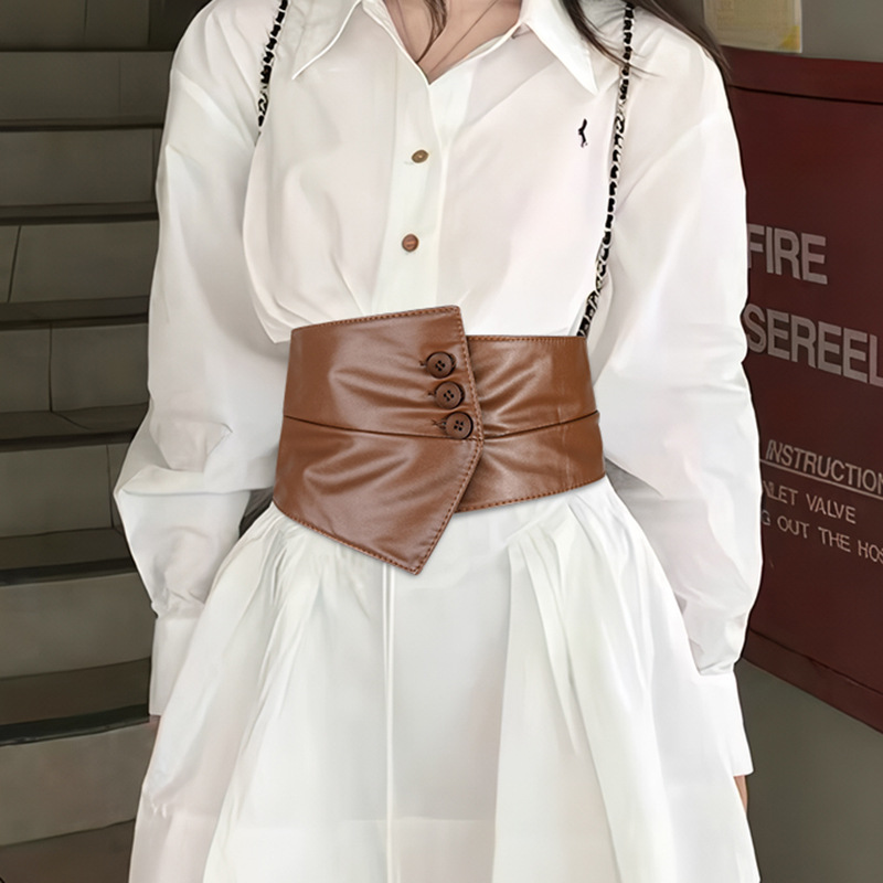 Córset Ancho Elástico de Imitación de Cuero para Vestidos y Trajes