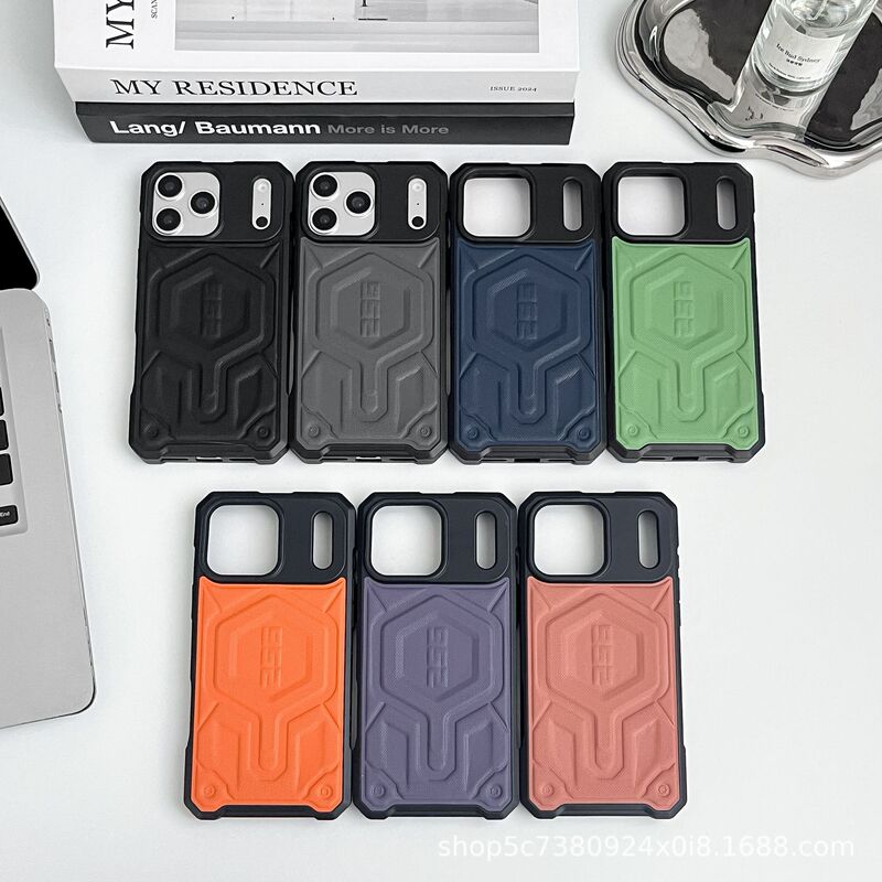 New Uag Leather 16Pro Max Series Polka Dot Fine Texture Suitable for Iphone17 Large Hole Mobile Phone Protective Case